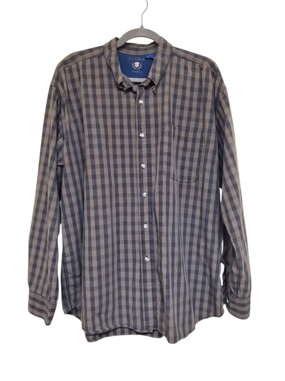 Ivy Crew Classics Men's Olive Black Plaid 100% Cotton Long Sleeve Button Up XL